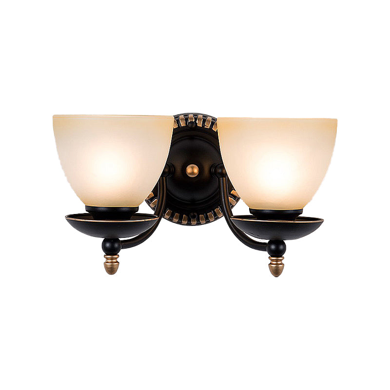 Vivolux | Schwarz 1/2-Licht Wandleuchte Retro Frosted Glass Bowl Shade Wandlampe für Esszimmer