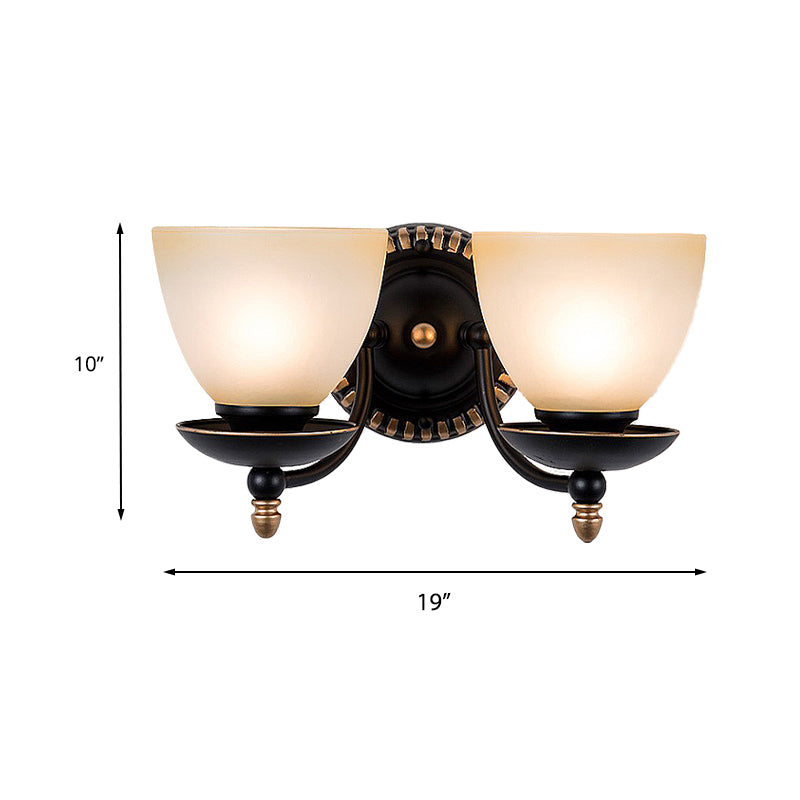 Vivolux | Schwarz 1/2-Licht Wandleuchte Retro Frosted Glass Bowl Shade Wandlampe für Esszimmer