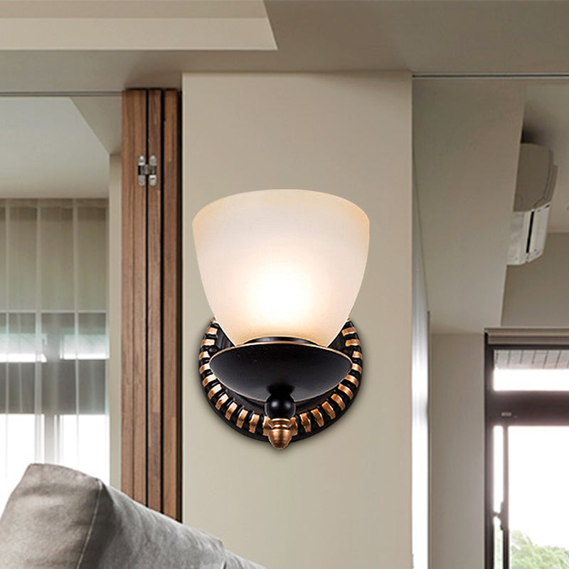 Vivolux | Schwarz 1/2-Licht Wandleuchte Retro Frosted Glass Bowl Shade Wandlampe für Esszimmer