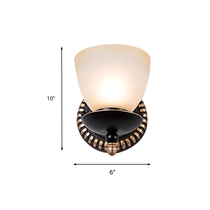 Vivolux | Schwarz 1/2-Licht Wandleuchte Retro Frosted Glass Bowl Shade Wandlampe für Esszimmer