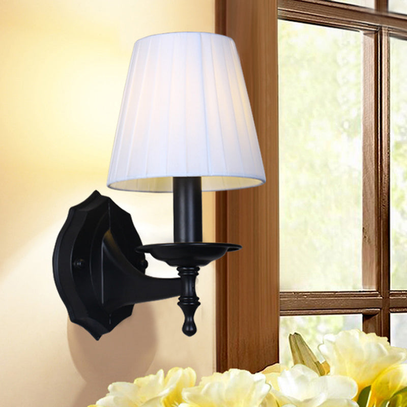 Vivolux | Tapered Schlafzimmer Wandleuchte Rustic Stoff 1/2 Lichter Flachs/Weiß Wandmontierte Licht