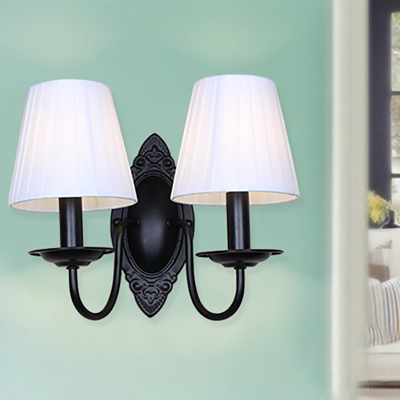Vivolux | Tapered Schlafzimmer Wandleuchte Rustic Stoff 1/2 Lichter Flachs/Weiß Wandmontierte Licht