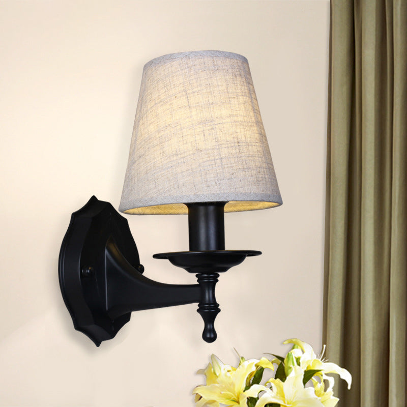 Vivolux | Tapered Schlafzimmer Wandleuchte Rustic Stoff 1/2 Lichter Flachs/Weiß Wandmontierte Licht