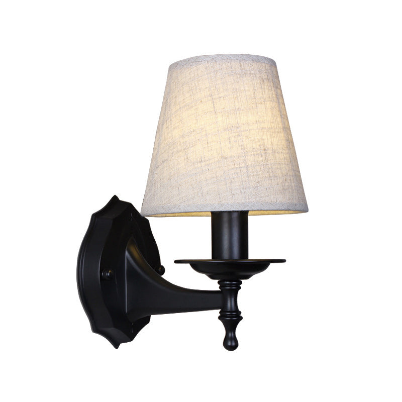 Vivolux | Tapered Schlafzimmer Wandleuchte Rustic Stoff 1/2 Lichter Flachs/Weiß Wandmontierte Licht