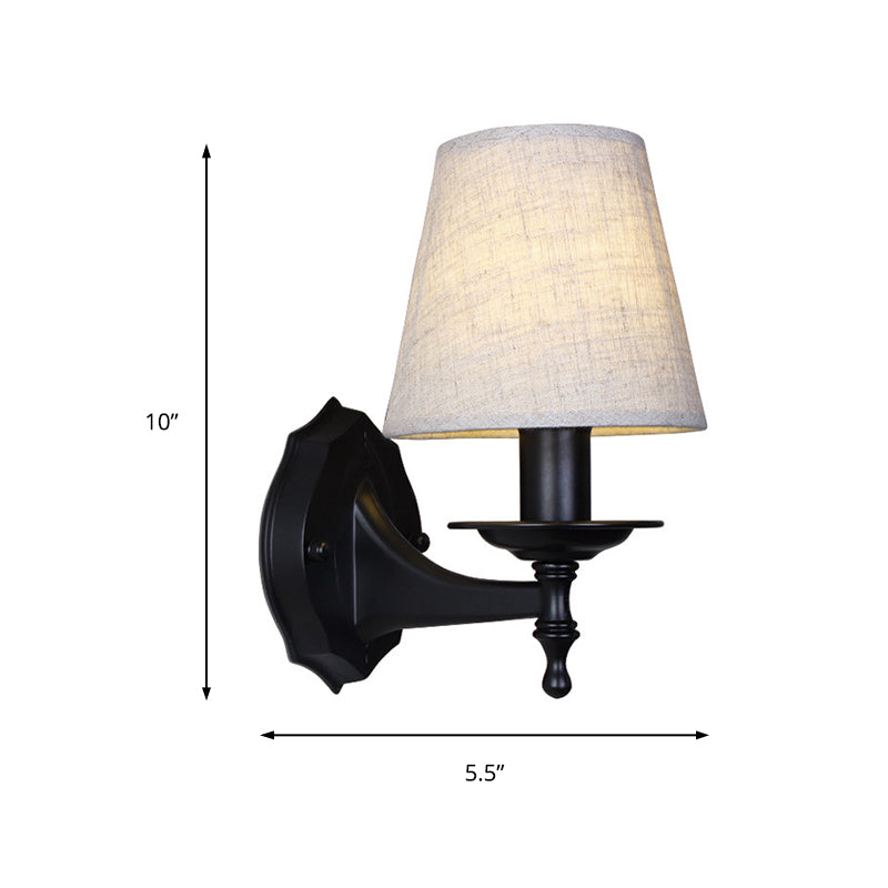 Vivolux | Tapered Schlafzimmer Wandleuchte Rustic Stoff 1/2 Lichter Flachs/Weiß Wandmontierte Licht