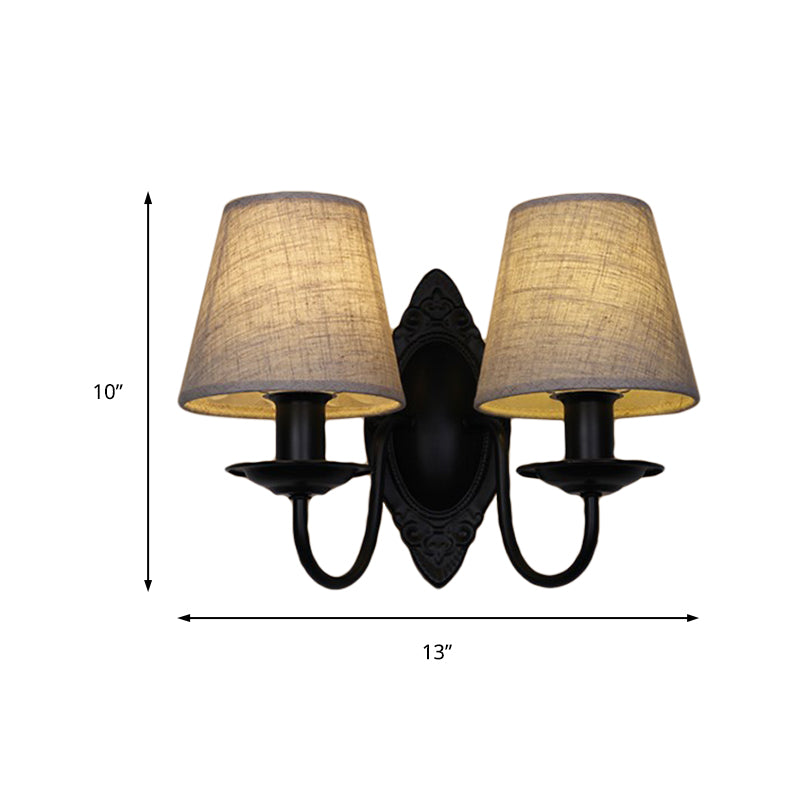 Vivolux | Tapered Schlafzimmer Wandleuchte Rustic Stoff 1/2 Lichter Flachs/Weiß Wandmontierte Licht