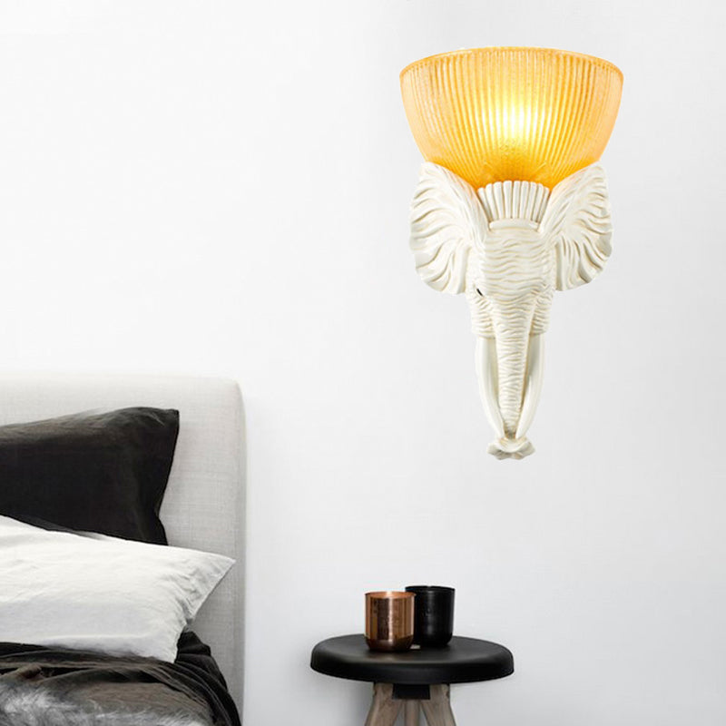 Vivolux | Prism Glas Beige Wandlamp Armatuur Kom 1 Licht Vintage Wandlamp met Wit/Gouden Hars Olifantenbasis