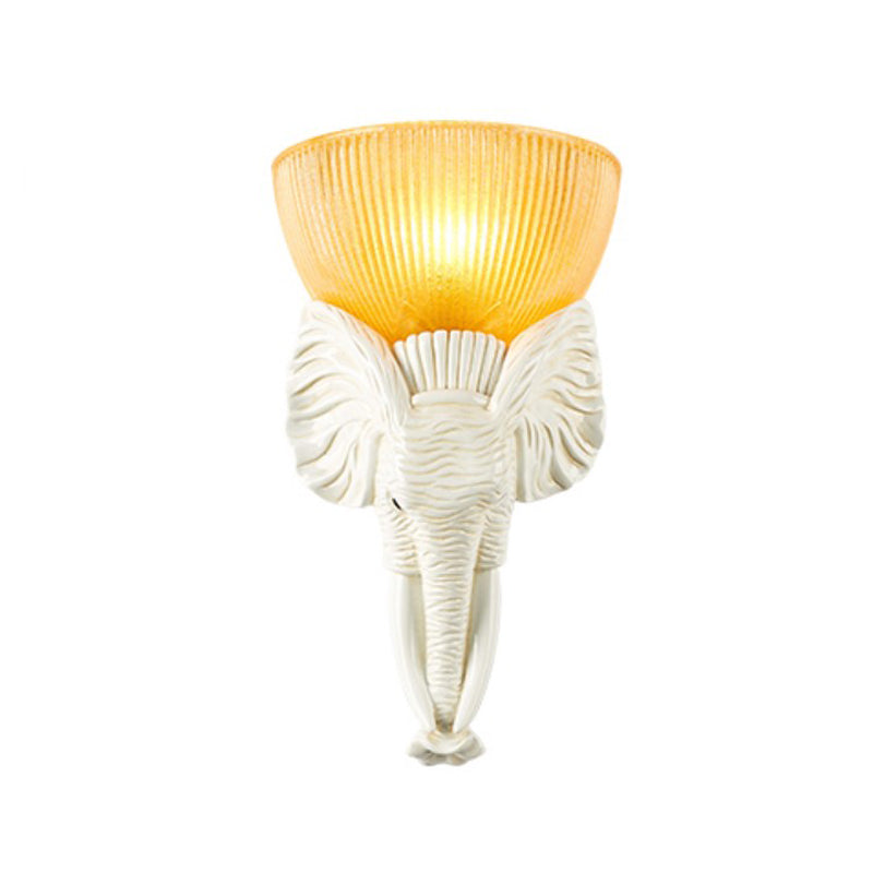 Vivolux | Prism Glas Beige Wandlamp Armatuur Kom 1 Licht Vintage Wandlamp met Wit/Gouden Hars Olifantenbasis