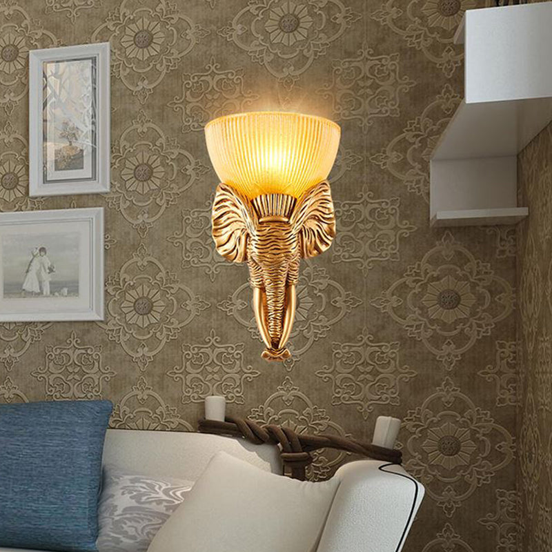 Vivolux | Prism Glas Beige Wandlamp Armatuur Kom 1 Licht Vintage Wandlamp met Wit/Gouden Hars Olifantenbasis