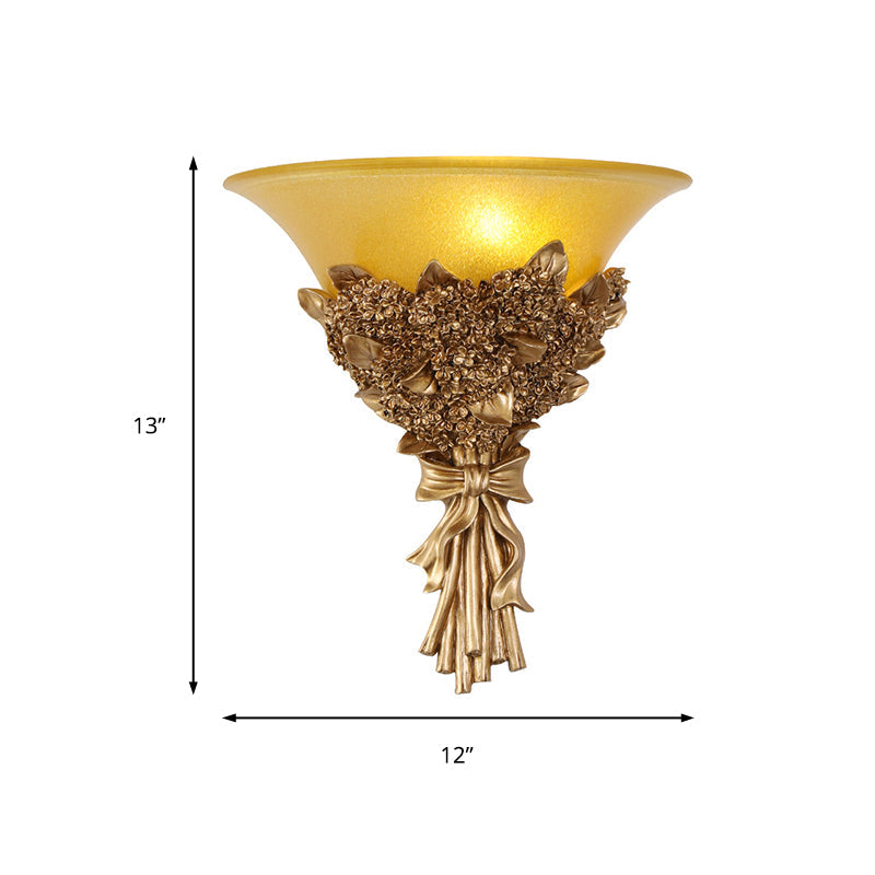 Vivolux | Uitlopende Corridor Licht Wandlamp Fitting Vintage Amber/Wit Glas 1 Licht Blauw/Goud Bloemen Sconces Licht