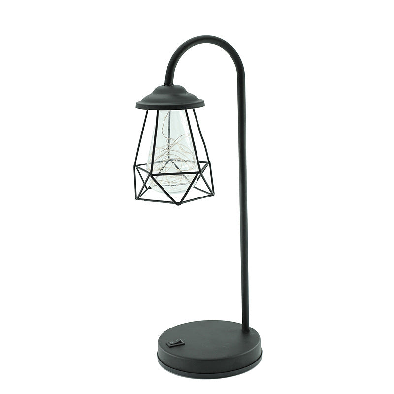 Vivolux | Schwarze Gänseküken-Batterietischbeleuchtung Retro-Metall-LED-Nachtlampe mit Drahtkäfig