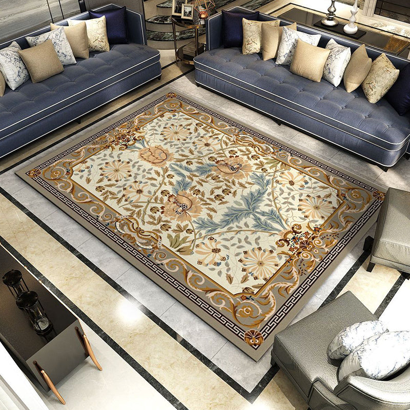 Vivolux | Retro Wohnzimmer Teppich Mehrfarbige Blumen Gedruckter Bereich Teppich Polypropylen Rutschfeste Rücken Haustierfreundlicher Teppich