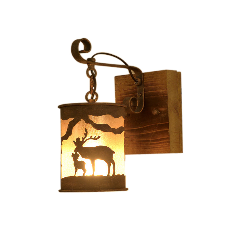 Vivolux | 1 Glühbirne Veranda Wandlampe Land Rustikale Wandleuchte mit zylindrischem Stoffschirm