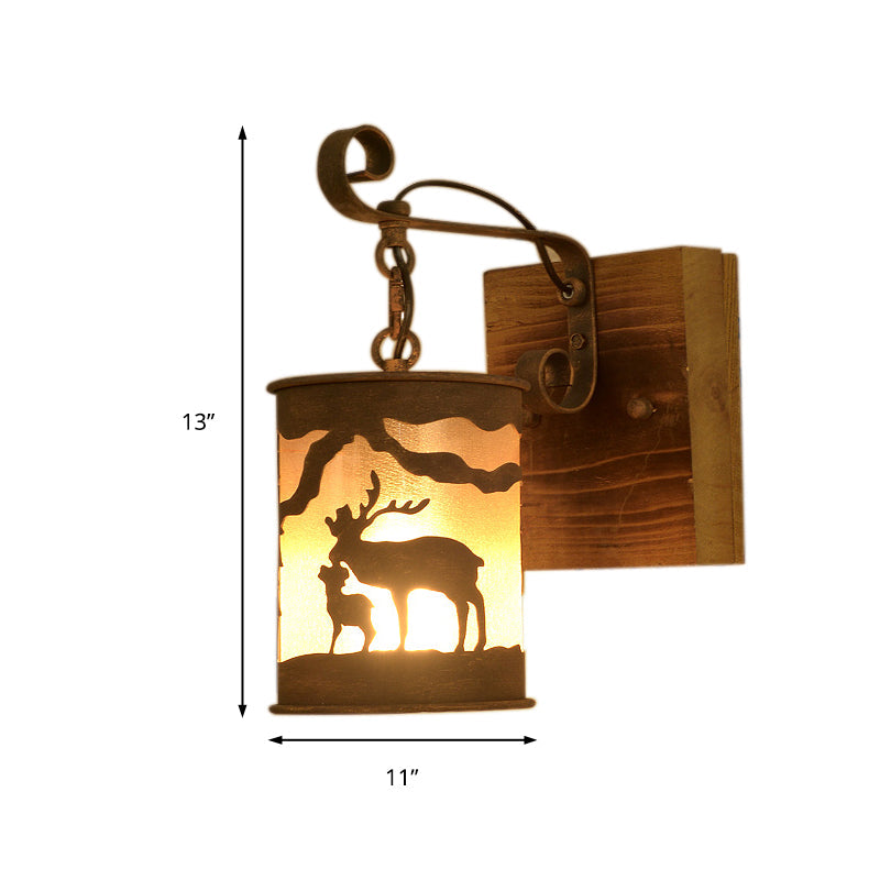 Vivolux | 1 Glühbirne Veranda Wandlampe Land Rustikale Wandleuchte mit zylindrischem Stoffschirm