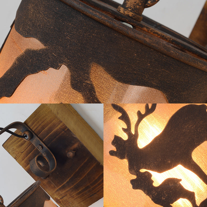 Vivolux | 1 Glühbirne Veranda Wandlampe Land Rustikale Wandleuchte mit zylindrischem Stoffschirm