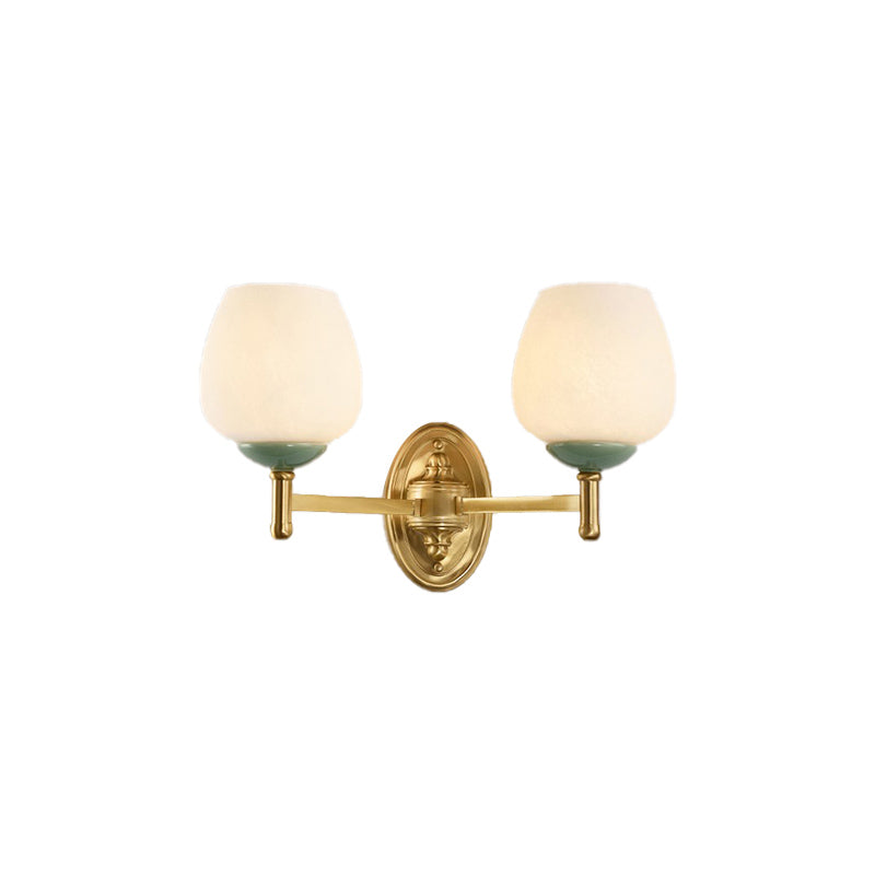 Vivolux | Opal Glass Tapered Wandlamp Modern 1/2-Licht Hal Wandmontage Verlichtingsarmatuur met Porseleinen Kap in Goud