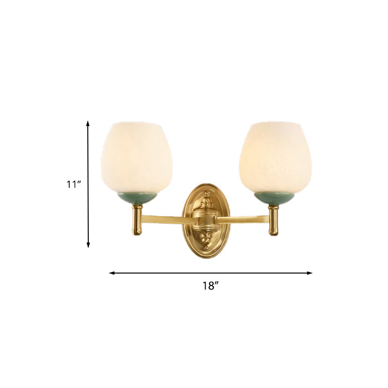Vivolux | Opal Glass Tapered Wandlamp Modern 1/2-Licht Hal Wandmontage Verlichtingsarmatuur met Porseleinen Kap in Goud