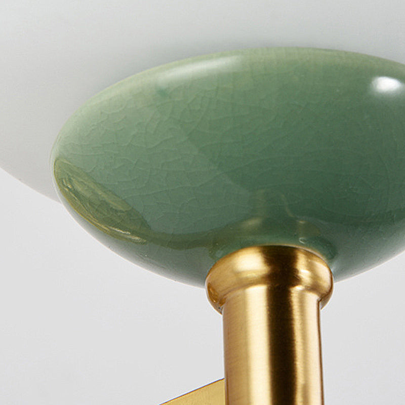 Vivolux | Opal Glass Tapered Wandlamp Modern 1/2-Licht Hal Wandmontage Verlichtingsarmatuur met Porseleinen Kap in Goud