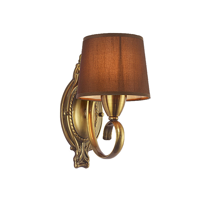 Vivolux | Traditionelle konisch zulaufende Wandlampe 1/2-Licht Metall Wandleuchte mit Stoffschirm in Kaffee für das Wohnzimmer