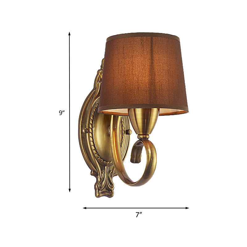 Vivolux | Traditionelle konisch zulaufende Wandlampe 1/2-Licht Metall Wandleuchte mit Stoffschirm in Kaffee für das Wohnzimmer
