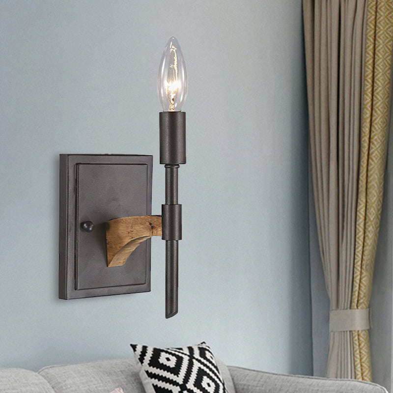 Vivolux | 1 Kopf Kerze/Kegel Wand Sconce Beleuchtung Retro Schwarz Metall Wandmontierte Lampe Ohne Schirm/mit Schirm