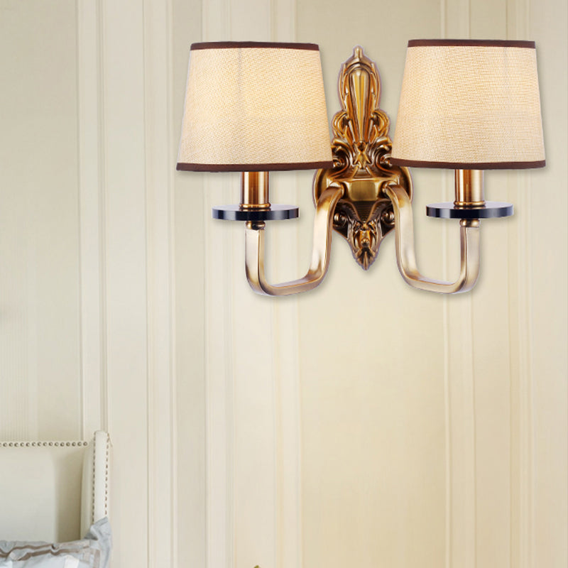 Vivolux | Stof Schaduw Gouden Wandlamp Barrel 1/2-Licht Vintage Wandmontage Verlichtingsarmatuur voor Woonkamer