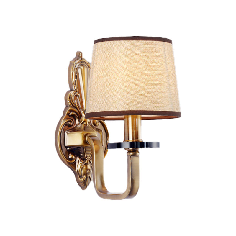 Vivolux | Stof Schaduw Gouden Wandlamp Barrel 1/2-Licht Vintage Wandmontage Verlichtingsarmatuur voor Woonkamer