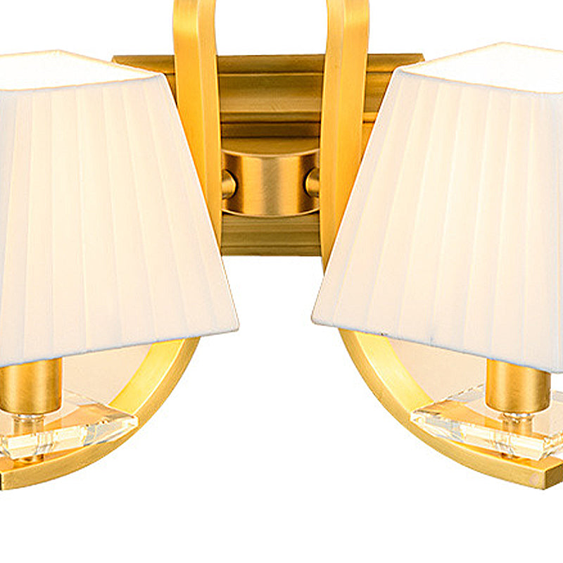 Vivolux | Trapezium Stoffschatten Wandleuchte Vintage 1/2-Kopf Schlafzimmer Wandmontage Lampe in Gold