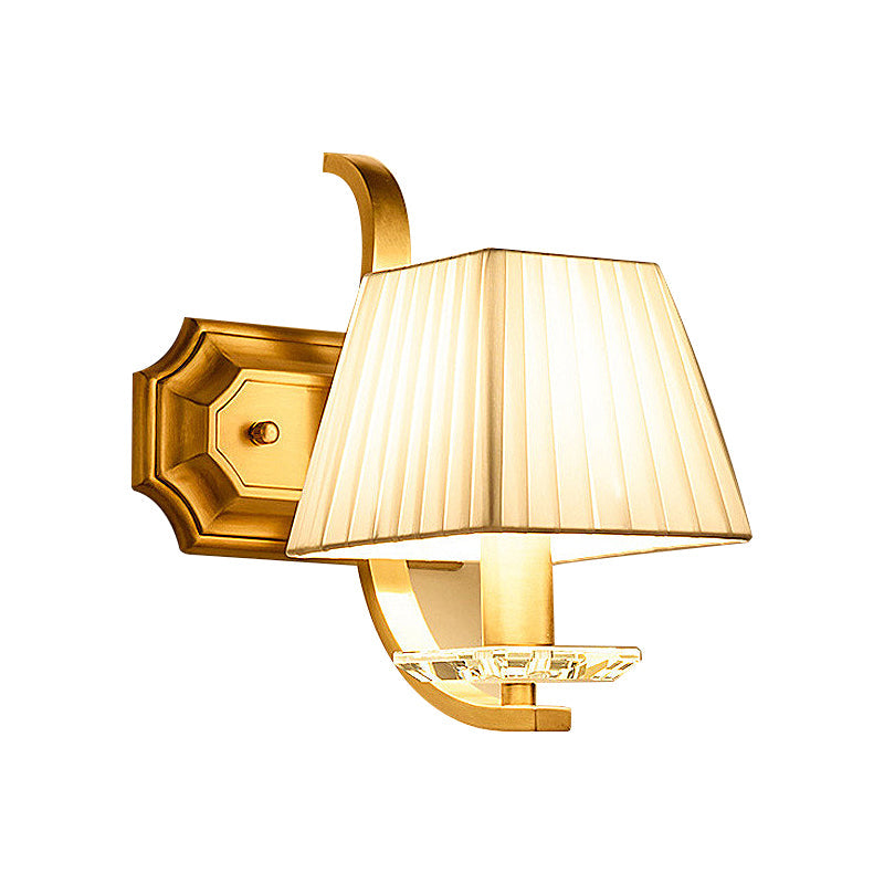Vivolux | Trapezium Stoffschatten Wandleuchte Vintage 1/2-Kopf Schlafzimmer Wandmontage Lampe in Gold