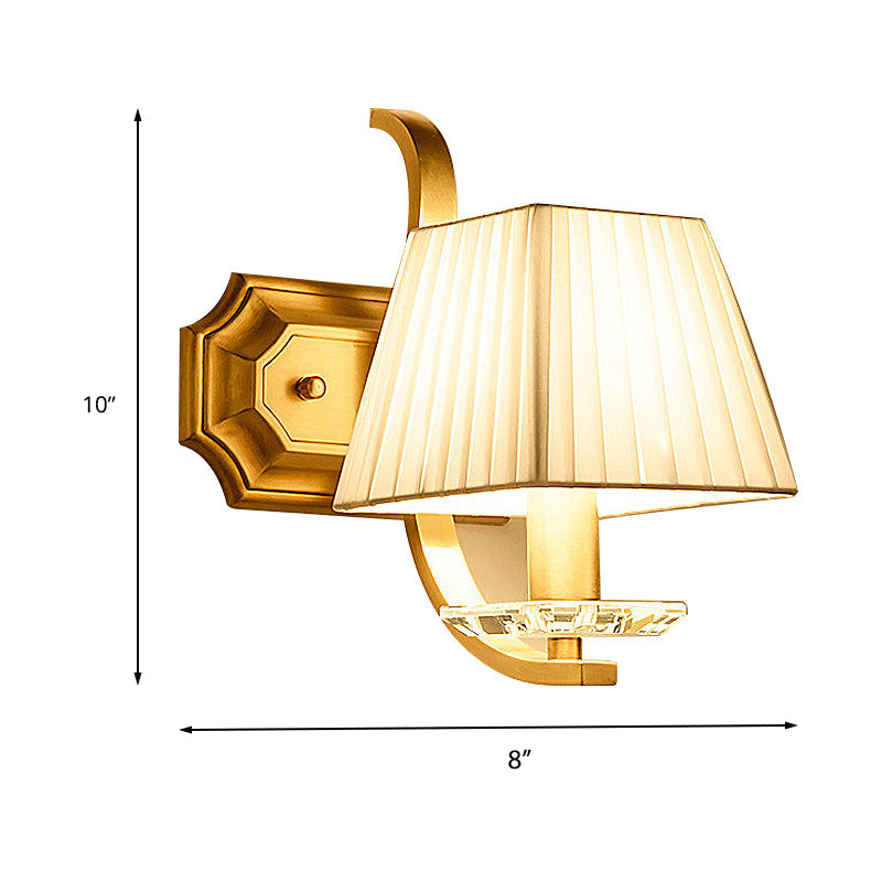 Vivolux | Trapezium Stoffschatten Wandleuchte Vintage 1/2-Kopf Schlafzimmer Wandmontage Lampe in Gold