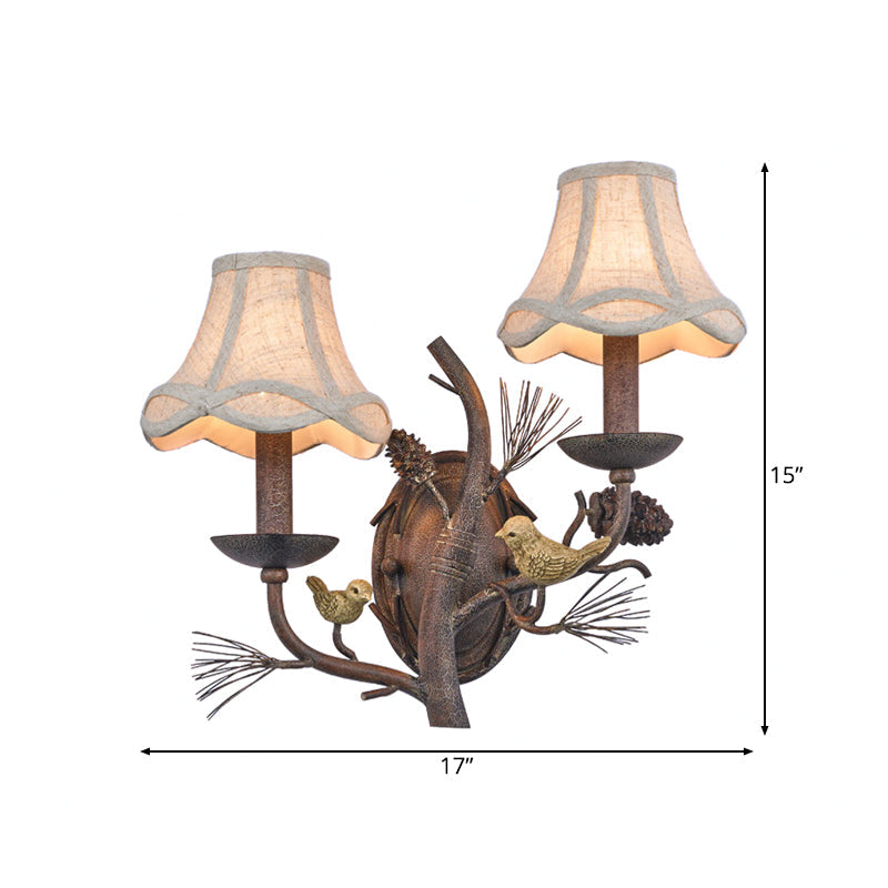 Vivolux | Stoffen Bel Shade Wandverlichting Traditioneel 1/2 Lichten Slaapkamer Wandlamp Armatuur in Bruin