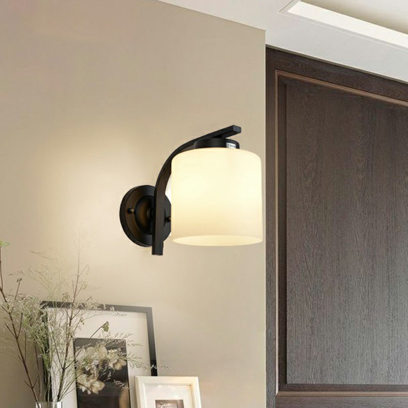 Vivolux | Weißes Glaszylinder-Wandleuchte Einfachheit 1 Kopf Wohnzimmer Wandleuchte Lampe in Schwarz