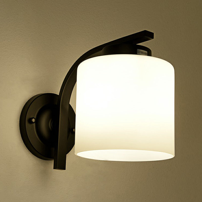 Vivolux | Weißes Glaszylinder-Wandleuchte Einfachheit 1 Kopf Wohnzimmer Wandleuchte Lampe in Schwarz