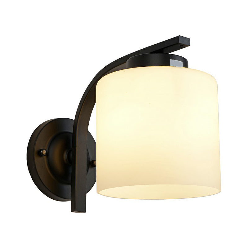 Vivolux | Weißes Glaszylinder-Wandleuchte Einfachheit 1 Kopf Wohnzimmer Wandleuchte Lampe in Schwarz