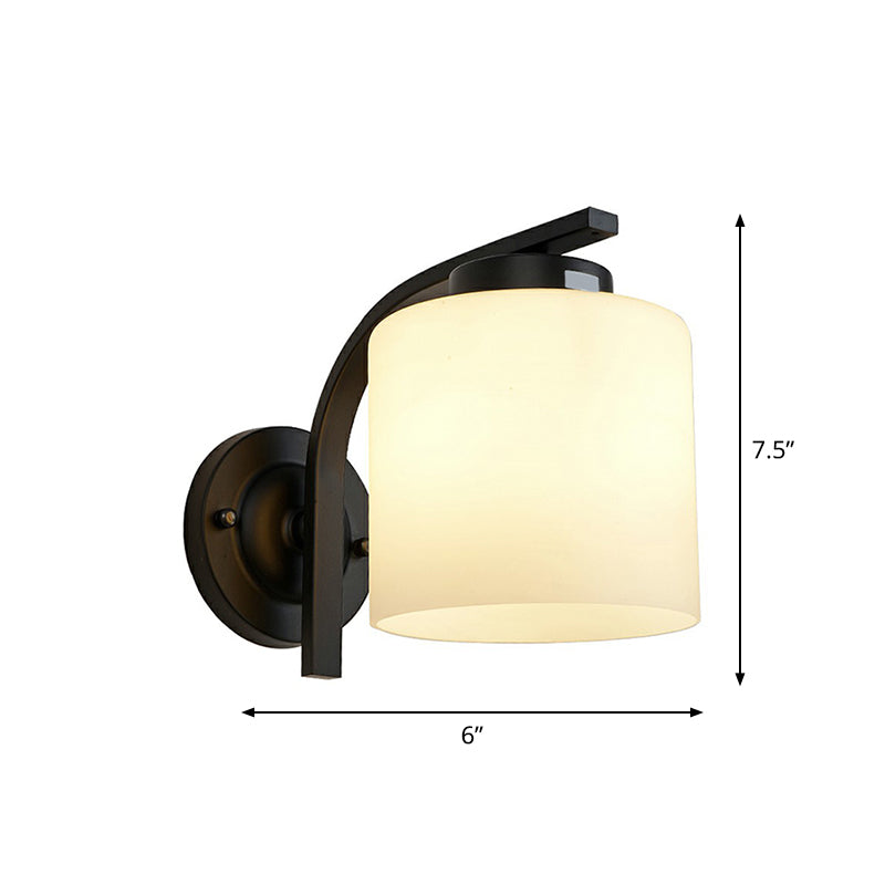 Vivolux | Weißes Glaszylinder-Wandleuchte Einfachheit 1 Kopf Wohnzimmer Wandleuchte Lampe in Schwarz