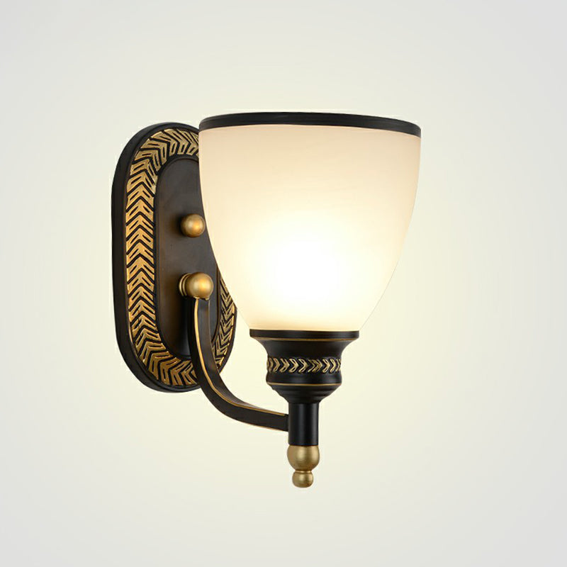 Vivolux | Vintage Bell Wandlamp Verlichting Opal Glas Muur Gemonteerde Lamp in Zwart voor Gang