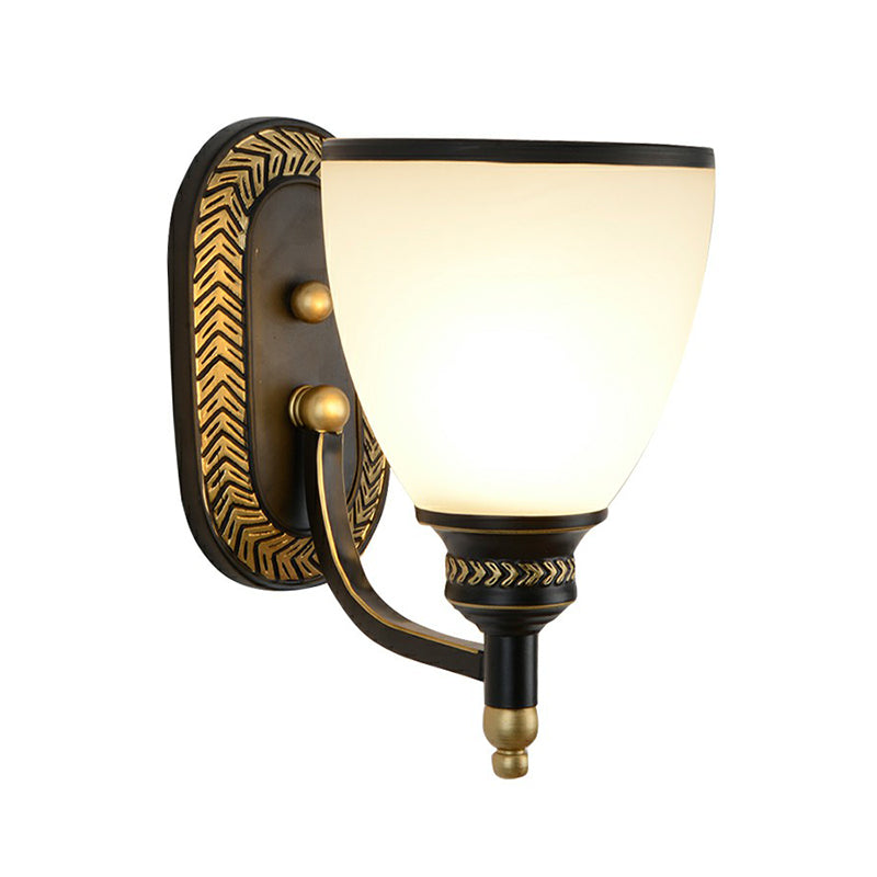 Vivolux | Vintage Bell Wandlamp Verlichting Opal Glas Muur Gemonteerde Lamp in Zwart voor Gang