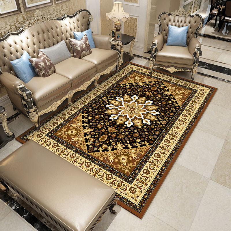 Vivolux | Vintage Floral Printed Rug Mehrfarbig Polypropylen Innen Teppich Pflegeleicht Tierfreundlich Waschbarer Teppich für Wohnzimmer
