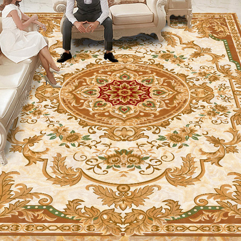 Vivolux | Vintage Floral Printed Rug Mehrfarbig Polypropylen Innen Teppich Pflegeleicht Tierfreundlich Waschbarer Teppich für Wohnzimmer