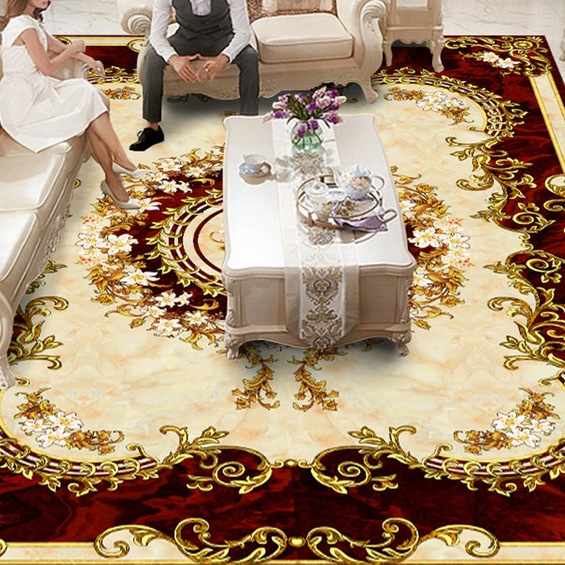 Vivolux | Vintage Floral Printed Rug Mehrfarbig Polypropylen Innen Teppich Pflegeleicht Tierfreundlich Waschbarer Teppich für Wohnzimmer