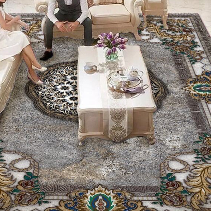 Vivolux | Vintage Floral Printed Rug Mehrfarbig Polypropylen Innen Teppich Pflegeleicht Tierfreundlich Waschbarer Teppich für Wohnzimmer