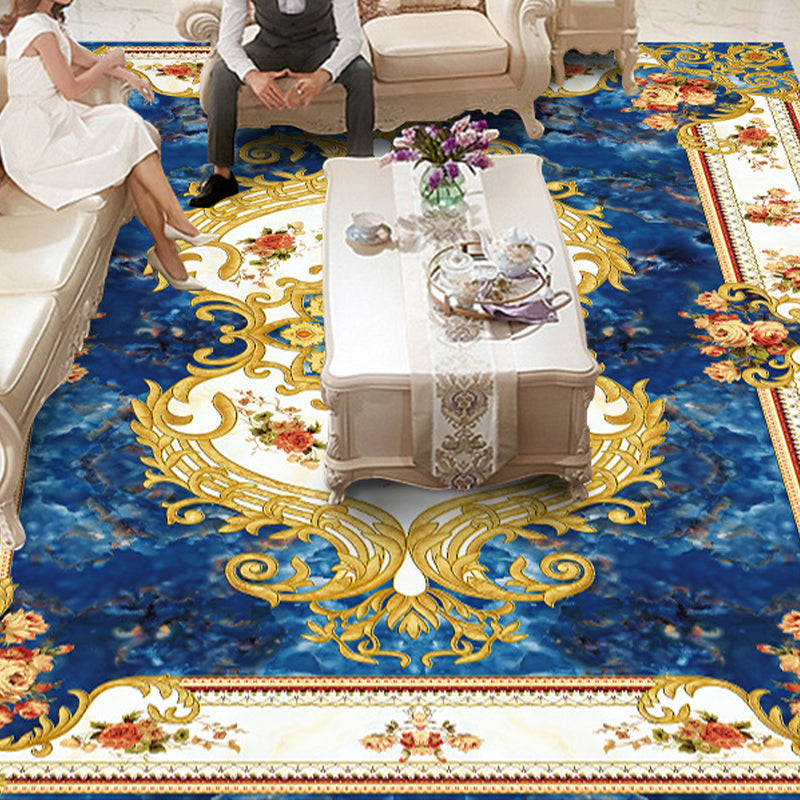 Vivolux | Vintage Floral Printed Rug Mehrfarbig Polypropylen Innen Teppich Pflegeleicht Tierfreundlich Waschbarer Teppich für Wohnzimmer