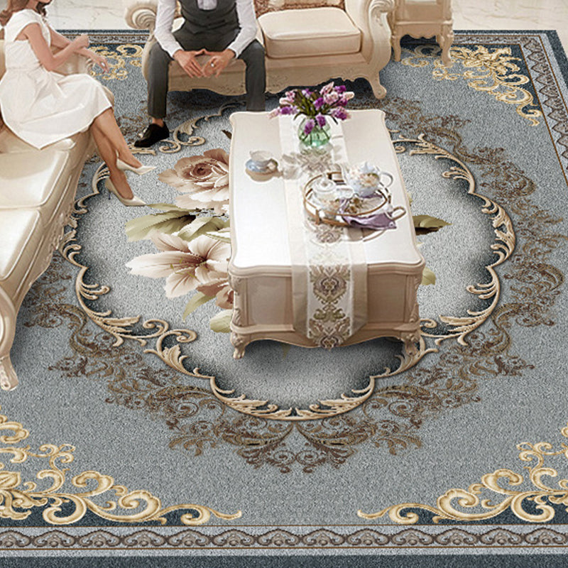 Vivolux | Vintage Floral Printed Rug Mehrfarbig Polypropylen Innen Teppich Pflegeleicht Tierfreundlich Waschbarer Teppich für Wohnzimmer