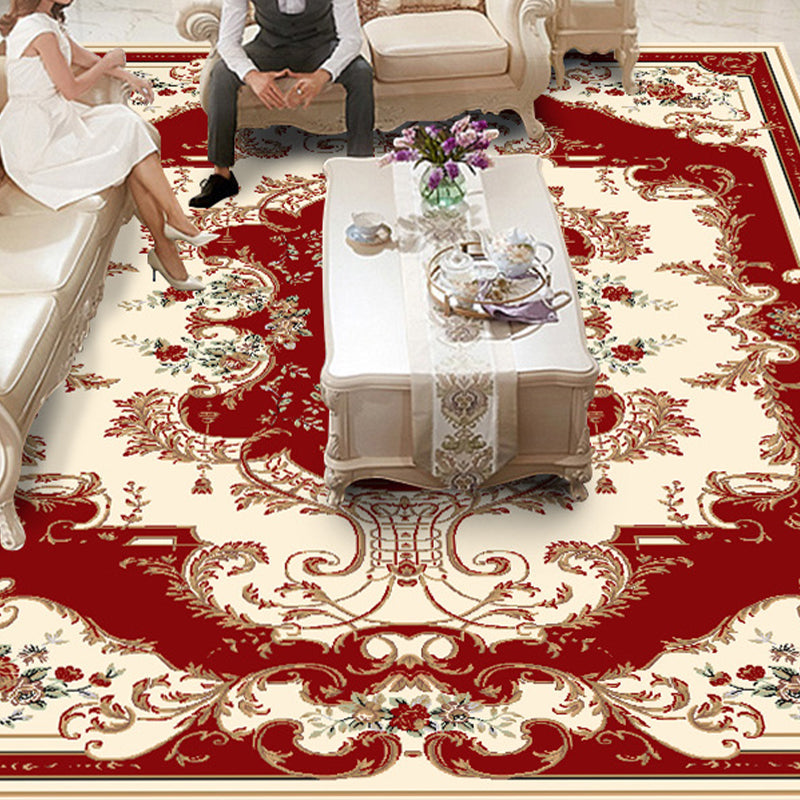 Vivolux | Vintage Floral Printed Rug Mehrfarbig Polypropylen Innen Teppich Pflegeleicht Tierfreundlich Waschbarer Teppich für Wohnzimmer