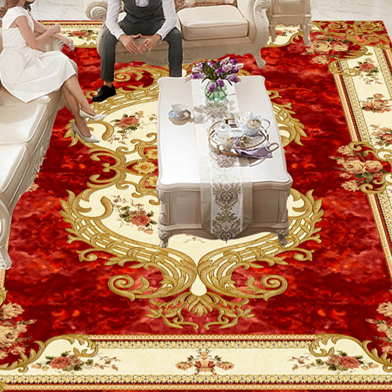 Vivolux | Vintage Floral Printed Rug Mehrfarbig Polypropylen Innen Teppich Pflegeleicht Tierfreundlich Waschbarer Teppich für Wohnzimmer