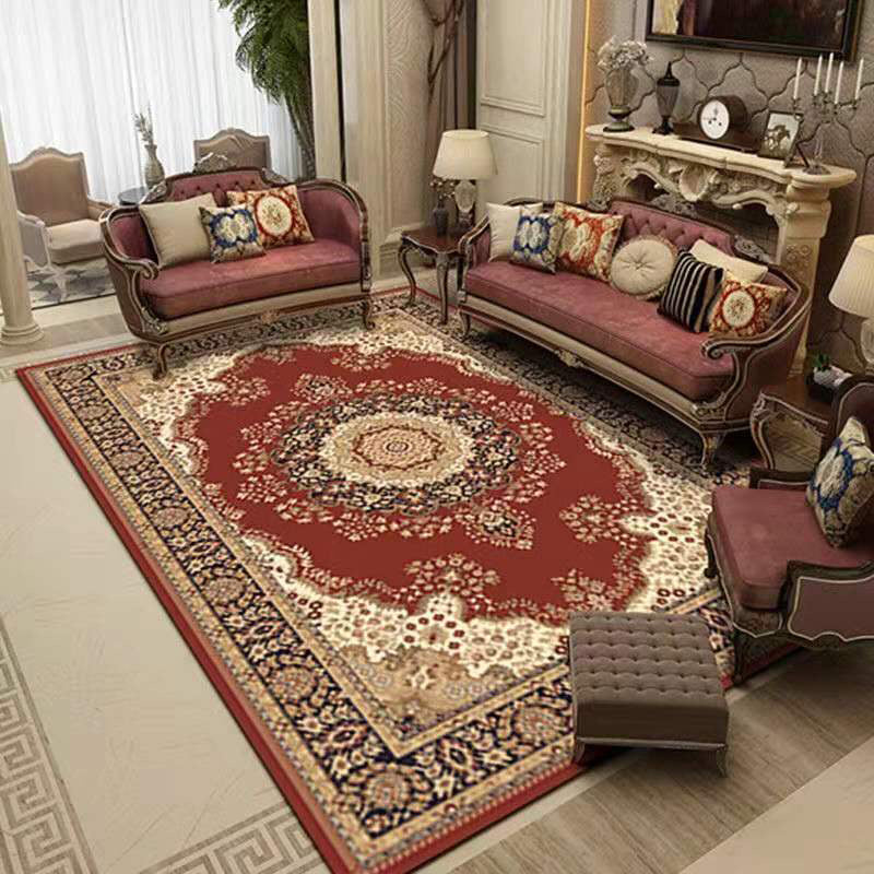 Vivolux | Vintage Floral Printed Rug Mehrfarbig Polypropylen Innen Teppich Pflegeleicht Tierfreundlich Waschbarer Teppich für Wohnzimmer