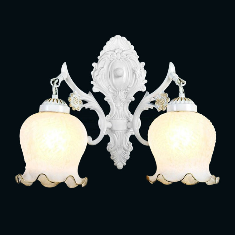 Vivolux | Weißes Glas Blütenknospen Wandbeleuchtungsgerät Retro Stil Wohnzimmer Wandmontierte Lampe