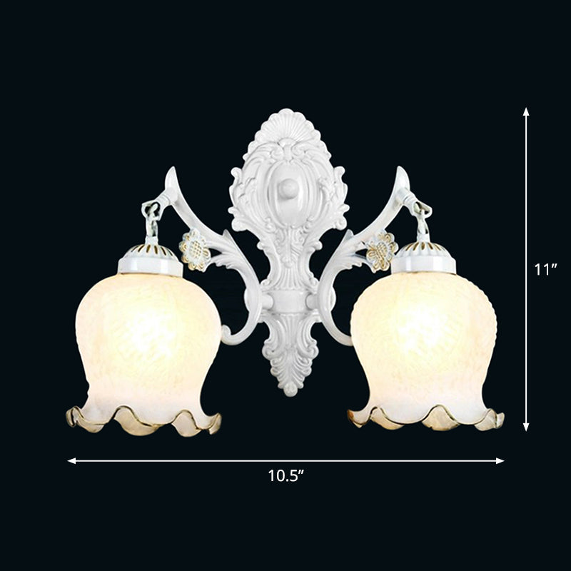 Vivolux | Weißes Glas Blütenknospen Wandbeleuchtungsgerät Retro Stil Wohnzimmer Wandmontierte Lampe