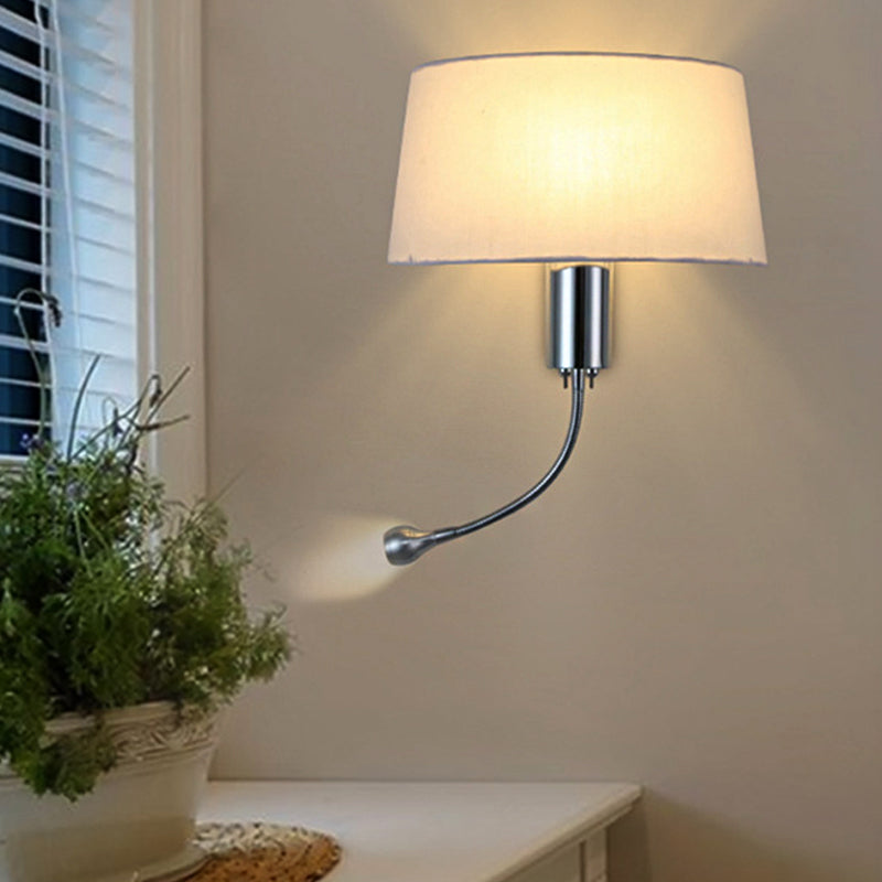 Vivolux | Schwarz/Weiß/Beige Trommel Lesewandlichte Traditionell Stoff 1 Kopf Schlafzimmer Verstellbares Wandmontiertes Licht