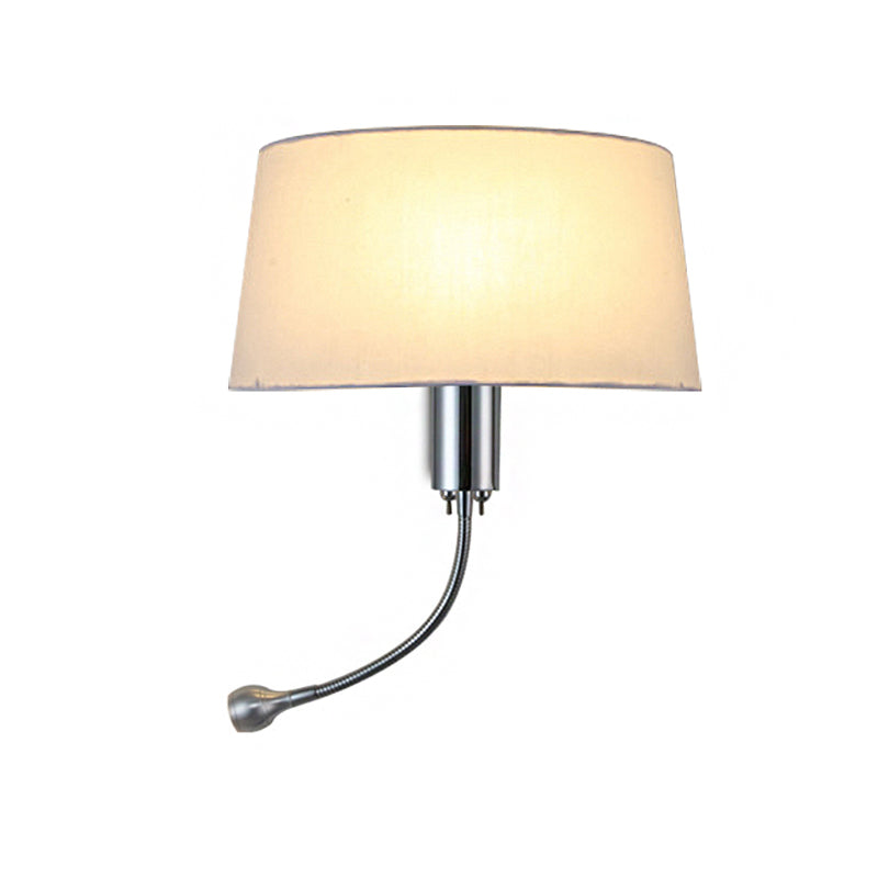 Vivolux | Schwarz/Weiß/Beige Trommel Lesewandlichte Traditionell Stoff 1 Kopf Schlafzimmer Verstellbares Wandmontiertes Licht
